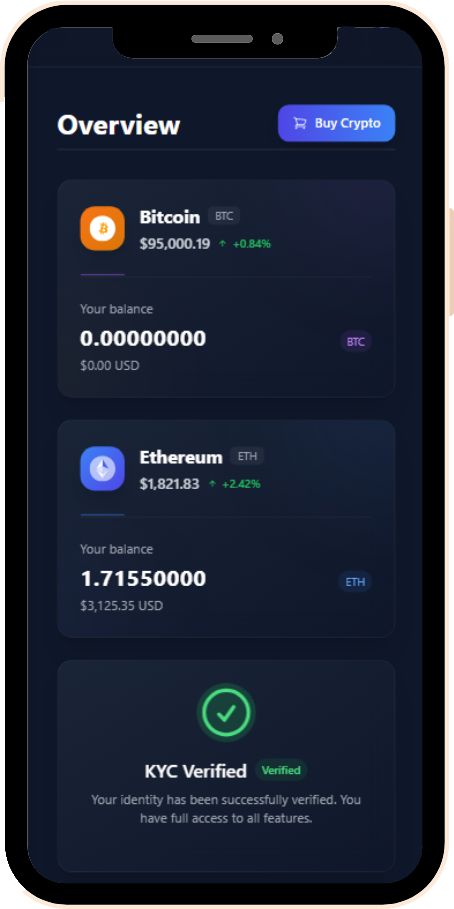 Vista general de la app EfectyWallet en el teléfono